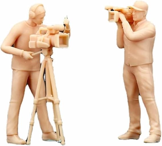 (2 Pcs 1/35 Figure Videographer Camera Stand Shoot A Picture Resin Miniature Model Need to Be Colored By Yourself
