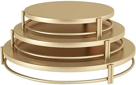 3-Pack Round Gold Cake Stand Set - 12, 10, 8 Inch Metal Dessert Display Stands for Wedding, Birthday Party, Celebration Serving