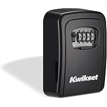 Kwikset Wall Mount Key Storage Lock Box, Resettable 4-Digit Combination, Large Capacity, 3-9/16 in, 1 Pack, Black