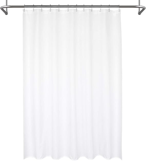 Mrs Awesome Waterproof Fabric Shower Curtain Liner, 72 x 72 inch, White | Suction Cups Included, Machine Washable Cloth Shower Curtain for Bathroom, 72x72