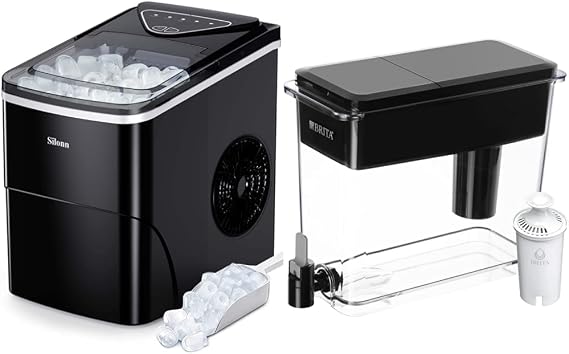 Silonn Ice Maker and Brita Water Filter Dispenser Bundle