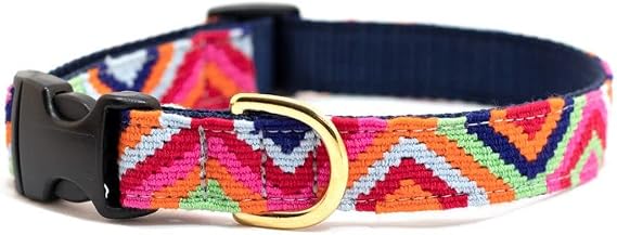 A Tail We Could Wag Handmade Cotton Weave Dog Collar - Retro (Extra Large (1" Width): 23-30")