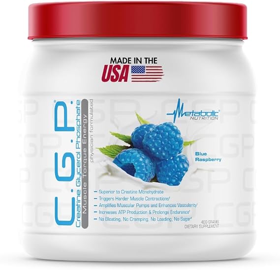 Metabolic Nutrition CGP 100% Micronized Creatine Monohydrate Powder with Glycerol Phosphate, ALA & Electrolytes - Workout Supplement for Muscle Growth, Hydration & Fast Recovery, 40 Servings 400g