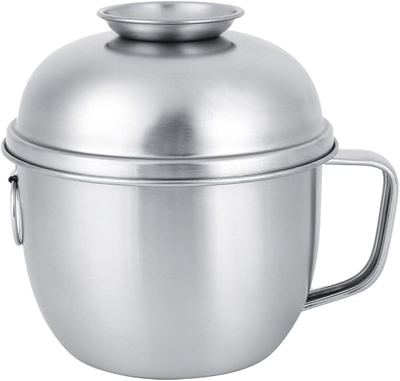 Noodles Bowl, Stainless Steel DoubleLayer Lunch Box Instant Noodle Soup Cup, Household Noodles Soup Bowl Food Fruit Container with Lid Handle
