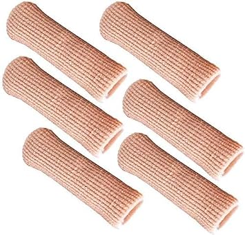 SOHLER 6 Packs Closed Toe Caps Finger Covers Sleeve Protectors, Elastic Fabric Lined with Soft Gel (Medium)