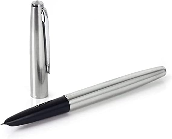 GOLD LEAF 911 Pure Silver Steel Fountain Pen with 0.38mm Extra Fine Nib Smooth Writing Inking Pen