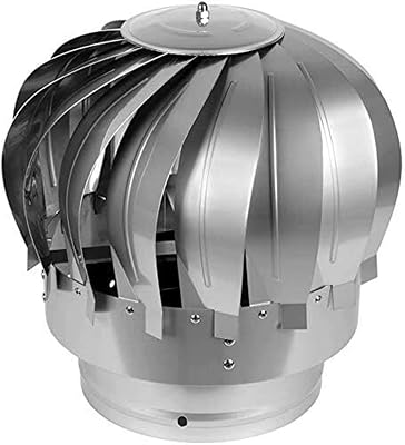 Zanotva Rotating Ventilation Spinner,Stainless Steel Factory Roof Anti-Downdraught Chimney Cowl Cap Fits Most Standard Chimney Pots Rotary Turbine Ventilator Rain180mm7Inch