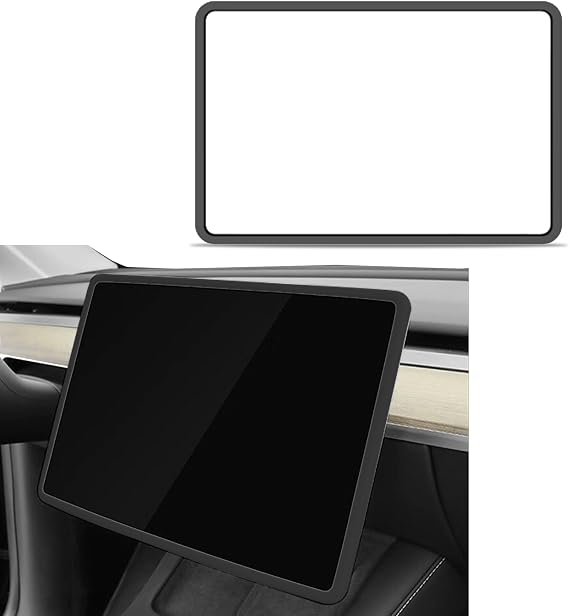 Screen Frame Protector for Model Y Model 3, Car Screen Protector, Screen Protector Trim Frame, Silicone Center Console Screen Frame Protector Interior Accessories Fit Car Touchscreen