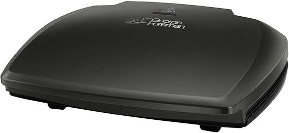 George Foreman Large Electric Grill [Non stick, Healthy, Griddle, Toastie, Hot plate, Panini, BBQ, Energy saving, Vertical storage, Easy clean, Drip tray, Ready to cook light] Black, 2400W 23440 [Energy Class A]