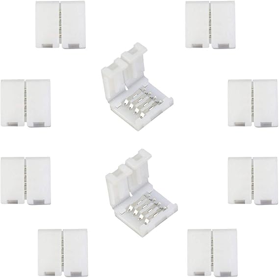 10pcs 4 Pin Quick Connector for 10mm Wide SMD 5050 RGB LED Strip Light Solderless LED Tape Plug Connector Ribbon Adapter