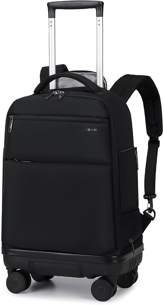 Rolling Backpack with Removable Wheels, 18 inch Computer Laptop Bag Carry on Travel Wheeled Business Backpack for Women Men