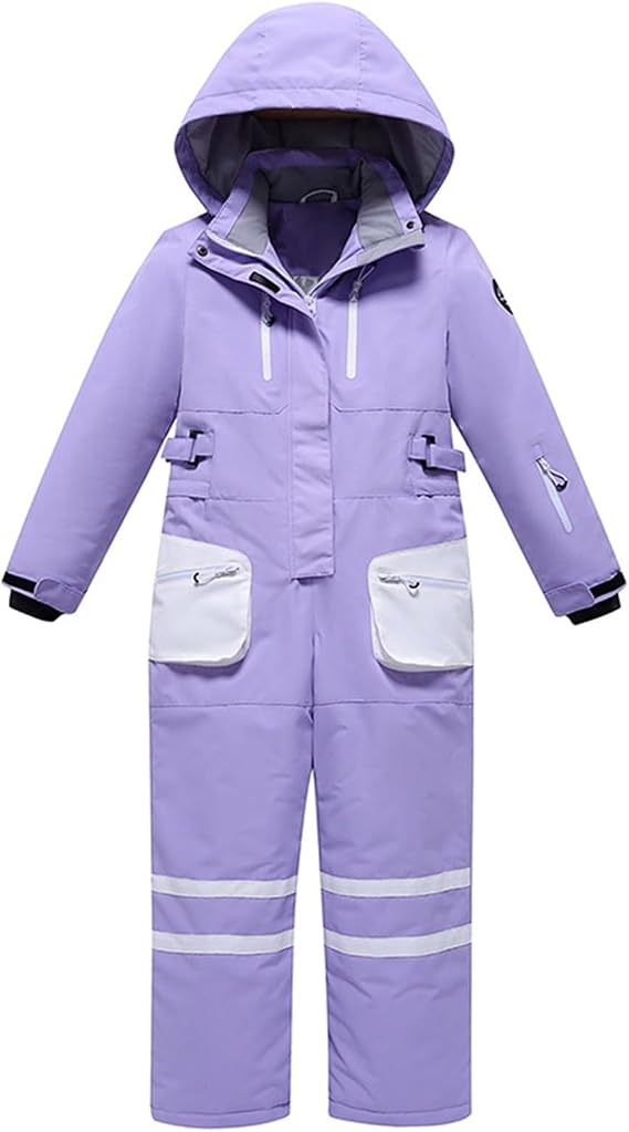 Kids One Piece Ski Suits Jumpsuits Boys Girls Insulated Lined Winter Outdoor Snowboarding Outfit Waterproof Snowsuits