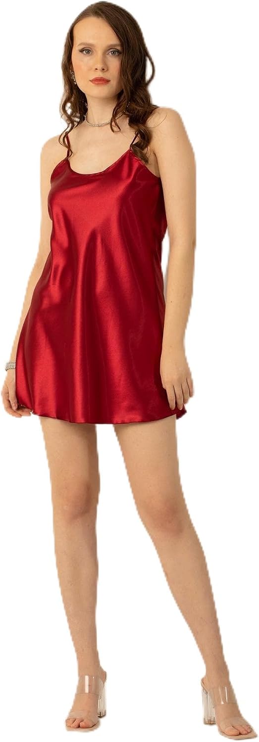 Mini Satin Nightgown with Miorre Thin Strap