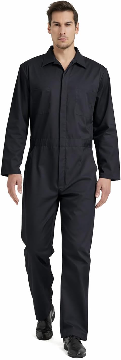 TopTie Men's Long Sleeve Coverall, Action Back Coverall Relaxed Fit, Work Wear Suit