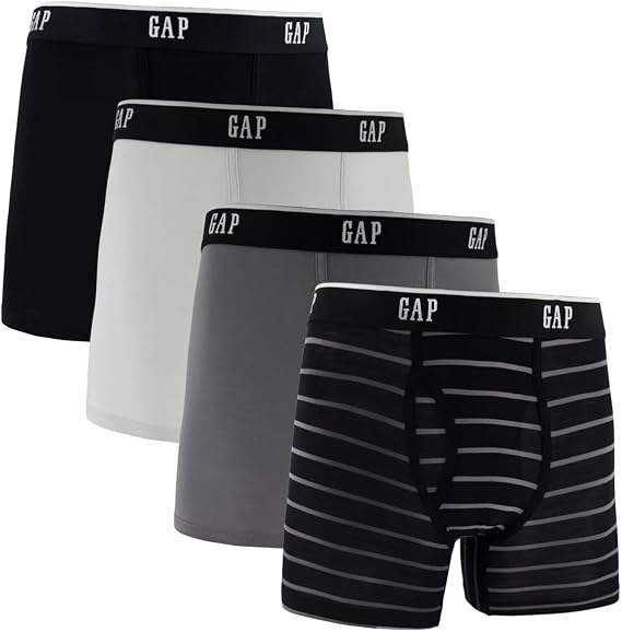 GAP Men's Underwear, Ultra Soft Modal Fabric with Fly Pouch Boxer Brief for Men, 4-Pack - Grey Medium