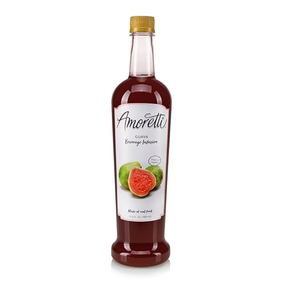Amoretti - Guava Beverage Infusion Drink Mix & Water Enhancer with Pump for Flavoring Cocktails, Waters, Teas, and other Beverages, 94 Servings Per Bottle (750 ml), Preservative Free