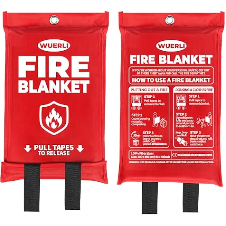 Emergency Fire Blanket, Fire Blanket for Home and Kitchen,40 x 40,2 Pack