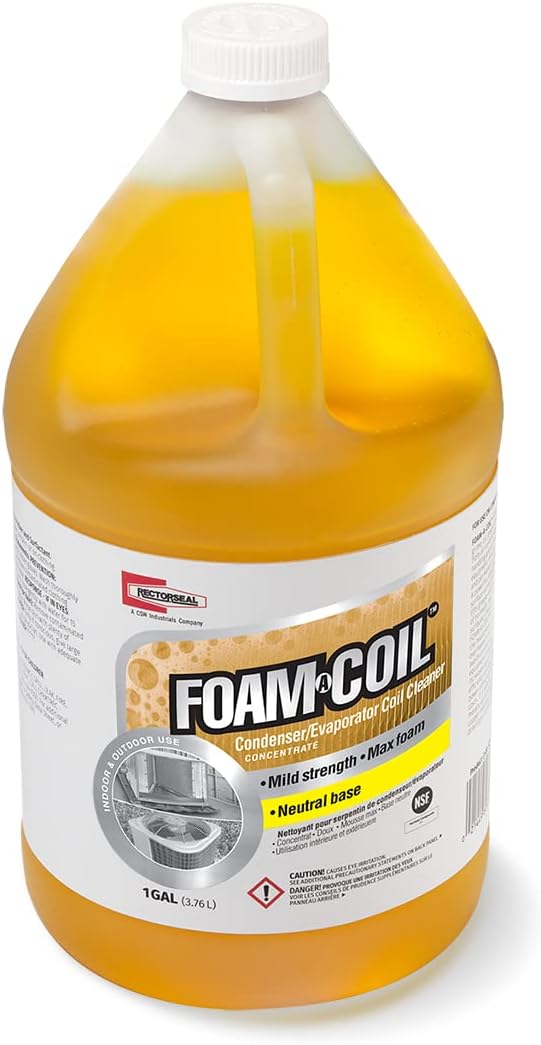 RectorSeal Foam-A-Coil 82632 Coil Cleaner, Superior Penetrating Surfactant- Aided Foam Lifts & Removes Grime and Grease, Indoor & Outdoor use, HVAC, 1 Gallon