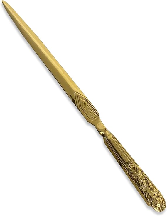 EMBOSSED BRASS PAPER KNIFE | LETTER OPENER | Desk accessory | Letter Knife | Paper knife letter opener | envelope opener | paper cutting knife | sturdy and durable | suitable for office or home use