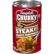 Campbells Chunky Soup, Steak With Hearty Vegetables Soup, 18.8 Oz Can