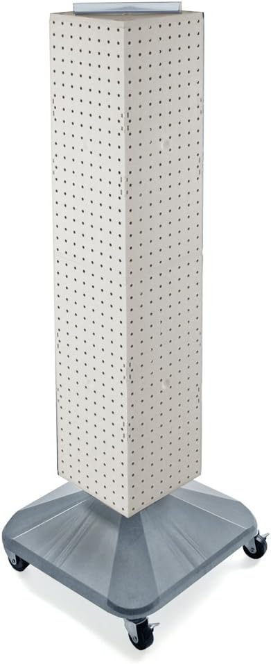Azar Displays 703388-WHT Standard Four-Sided Interlocking Pegboard Tower, White Solid
