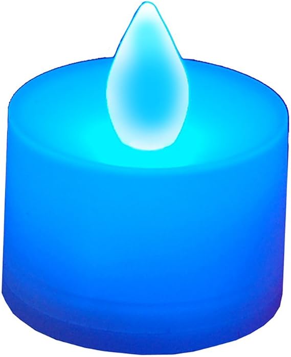 LumaBase Battery Operated Tea Light Candles, Blue - Set of 12