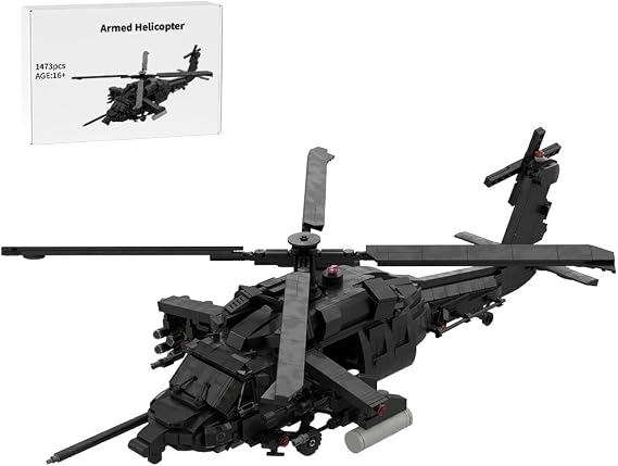 Armed Helicopter Building Blocks Set UH-60 Utility Military Airplane Model, DIY Air Force Plane Assembly MOC Model, Creative Desktop Display & Gifts for Adults (1473PCS)