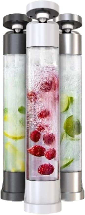Fizzpod Sparkling Water Maker Soda Maker Infused Fruits Soda Maker Machine for Carbonating with 1L Carbonating Bottle, Seltzer Fizzy Water Maker, Includes 3 x 1l Carbonating Bottle Compatible with 60L CO2 Carbonator