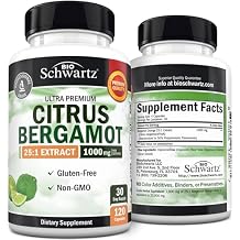 Citrus Bergamot 1000mg - Citrus Bergamot Supplement for Cholesterol and Heart Health - Ultra Concentrated from Fresh Fruit for Enhanced Absorption - Vegan, Non-GMO, Gluten-Free - 120 Mini Capsules