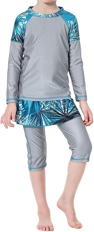 Muslim Swimwear for Kid Girls Children Modest Islamic Hijab Swimsuits Burkini