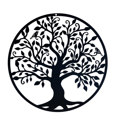 Yetaha Tree of Life Metal Wall Art 11in x 11in,Black Contemporary Iron Artwork Decor, Wall Decor Hanging for Bedroom Living Room Garden Porch Patio Office Decorative Sculpture Christmas Gift