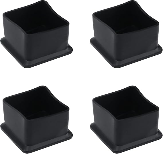 Antrader 1.5 x 1.5 Inches Square PVC Furniture Pads Floor Protectors Black | Pack of 4 Non-Slip Dotted Table Chair Leg End Caps,Fit 3838mm Square Tubing