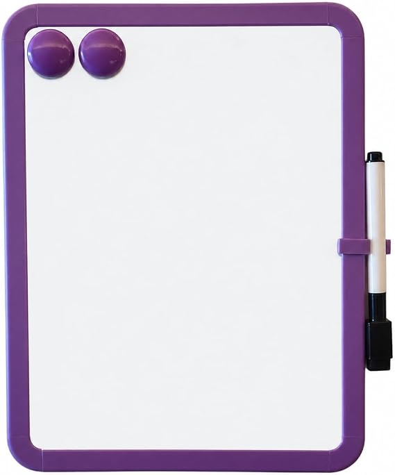 Magnetic Whiteboard, Erasable Notepad, Portable Drawing Board, Teaching Whiteboard, Magnetic Dry Erase Board for Lockers, 8.5 x 11 with Marker and 2 Magnets(Purple)
