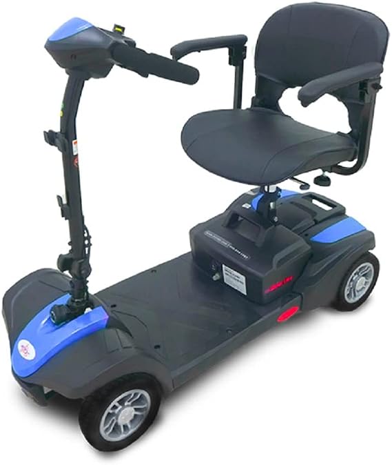 EV Rider MiniRider Lite 4-Wheel Mobility Scooter with Basket, 12Ah Battery, Swivel Seat - Weight Capacity 280Lbs. - Blue