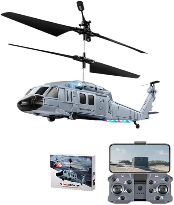 RC Helicopter for Adults 4K HD Dual Camera Remote Control Airplane Gesture Intelligent Sensing Plane with Obstacle Avoidance Function 3-Speed Aircraft Jet Model, RC Plane 2 Batteries (Gray)