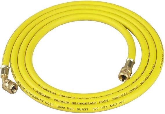 Robinair 31096 1/4" Premium Refrigerant Charging Hose - 96" Long, Yellow, Standard Fittings