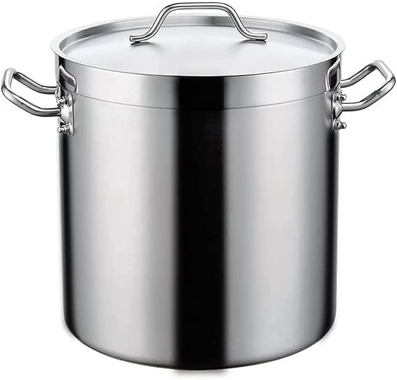 Large Cooking Pot, Stainless Steel Pot with Tight Lid, Three-Layer Stainless Steel Composite Bottom, Silver-32 x 32 cm (25L)