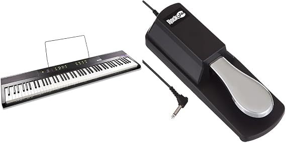 RockJam 88 Key Digital Piano with Full Size Semi-Weighted Keys, Power Supply, Sheet Music Stand & RJSP01 Professional Sustain Pedal for Digital Pianos and Electronic Keyboards
