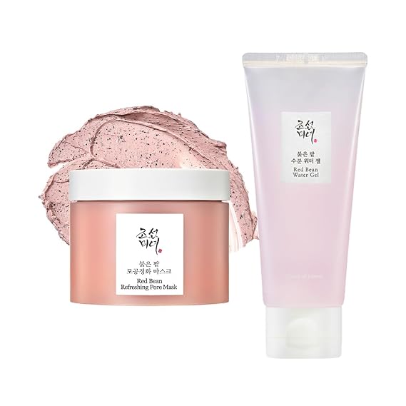Beauty of Joseon Red Bean Refreshing Pore Mask (140ml, 4.73 fl.oz.) with Red Bean Water Gel (100ml, 3.38 fl.oz.), Korean Skincare