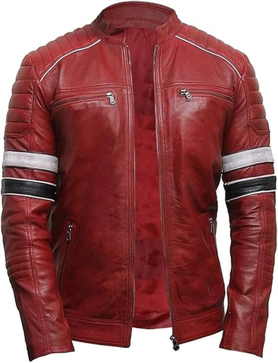 Real Leather Jacket Mens - Vintage Cafe Racer Motorcycle Jacket Men