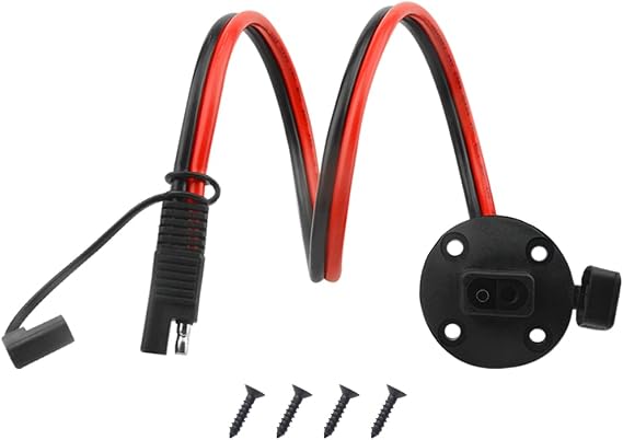 WMYCONGCONG SAE Power Socket Sidewall Port Connector 10AWG 23.62inch SAE Quick Disconnect Panel Mount Power Cable with Cap for Solar Generator Battery Charger