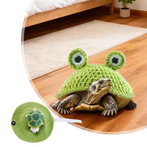 Knitted Turtle Sweater for Pet Tortoise - 7.48 Inch Cute Warm Shell Costume for Small Turtle for Christmas Halloween Party Cosplay Costume Photo Shoot L-Green-2