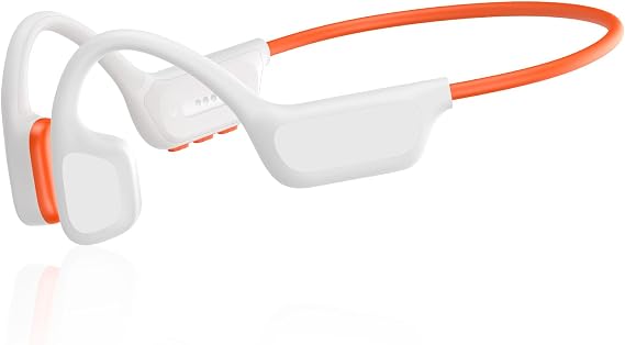 Bone Conduction Headphones, IPX8 Waterproof Swimming Headphones, (White-orange)