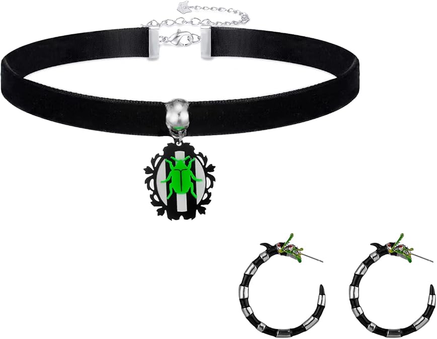 Coral Snake Earrings Halloween Beetle Necklace Set Hoop Earrings Cosplay Costume Accessories