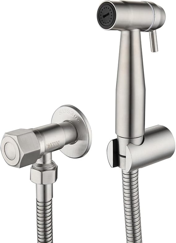 Handheld Bidet Sprayer for Toilet, Cloth Diaper Toilet Sprayer Bidet Attachment with Hose, Stainless Steel Brushed Nickel Shower Sprayer, Wall Mounted