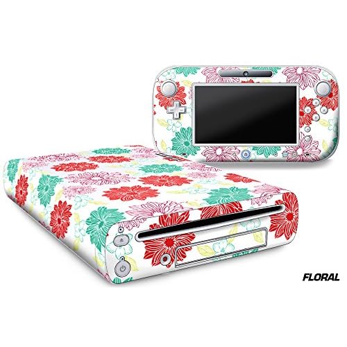 247 Skins Graphics kit Sticker Decal Compatible with Nintendo Wii U and Controllers - Floral