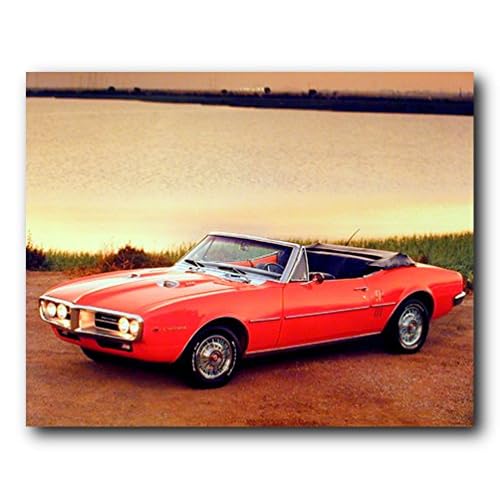 Impact Posters Gallery Vintage Convertible Car Picture 1967 Red Pontiac Firebird Art Print Wall Decor Poster 16x20