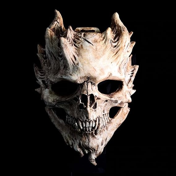 Bulex Skeleton Mask Scary Skull Demon Horror Evil Mask Creepy Halloween Masquerade Cosplay Party Costume Accessories Props Full Head Latex