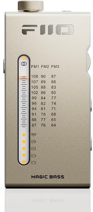 FiiO RR11 Portable HiFi FM Stereo Radio Receiver with Analog PVR Tuning, BASS+3D Sound Effects, 64MHz-108MHz (Titanium Gold)
