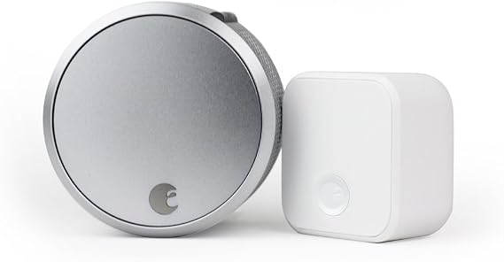 August Home Smart Lock Pro + Connect Hub - Wi-Fi Smart Lock for Keyless Entry - Works with Alexa, Google Assistant, and more Silver